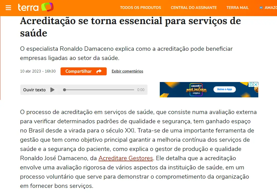 Notícia sobre Acreditação na Saúde da Acreditare Gestores