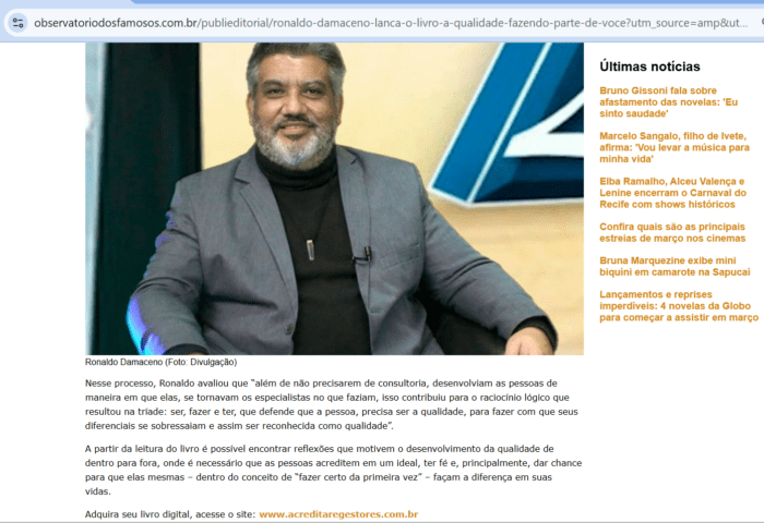 O livro A Qualidade Fazendo Parte de Você