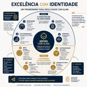 Framework da Identidade da Excelência com mentalidade, qualidade, liderança, gestão e alta performance